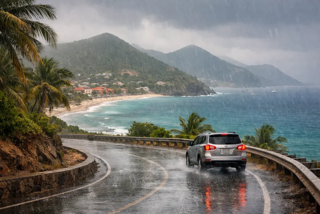 Handling Rain on Island Roads in St. Maarten