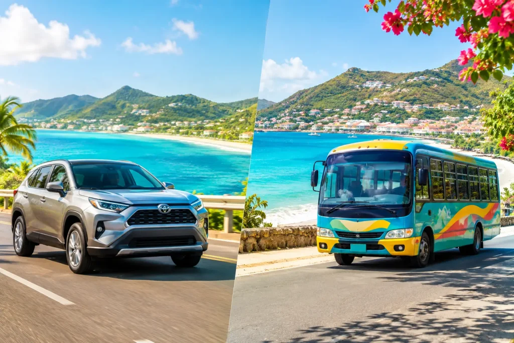 Rental Car Versus Island Bus in St. Maarten
